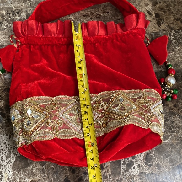 Handmade Red Velvet Potly Bag - Picture 8 of 14